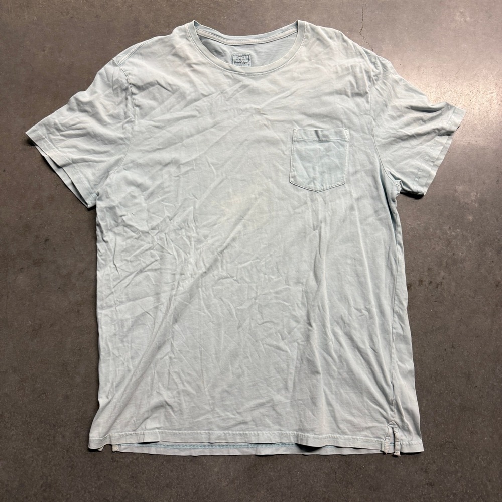 Authentic Knit Goods Mens XL Light Blue Garment Dyed Pocket T-Shirt Short Sleeve